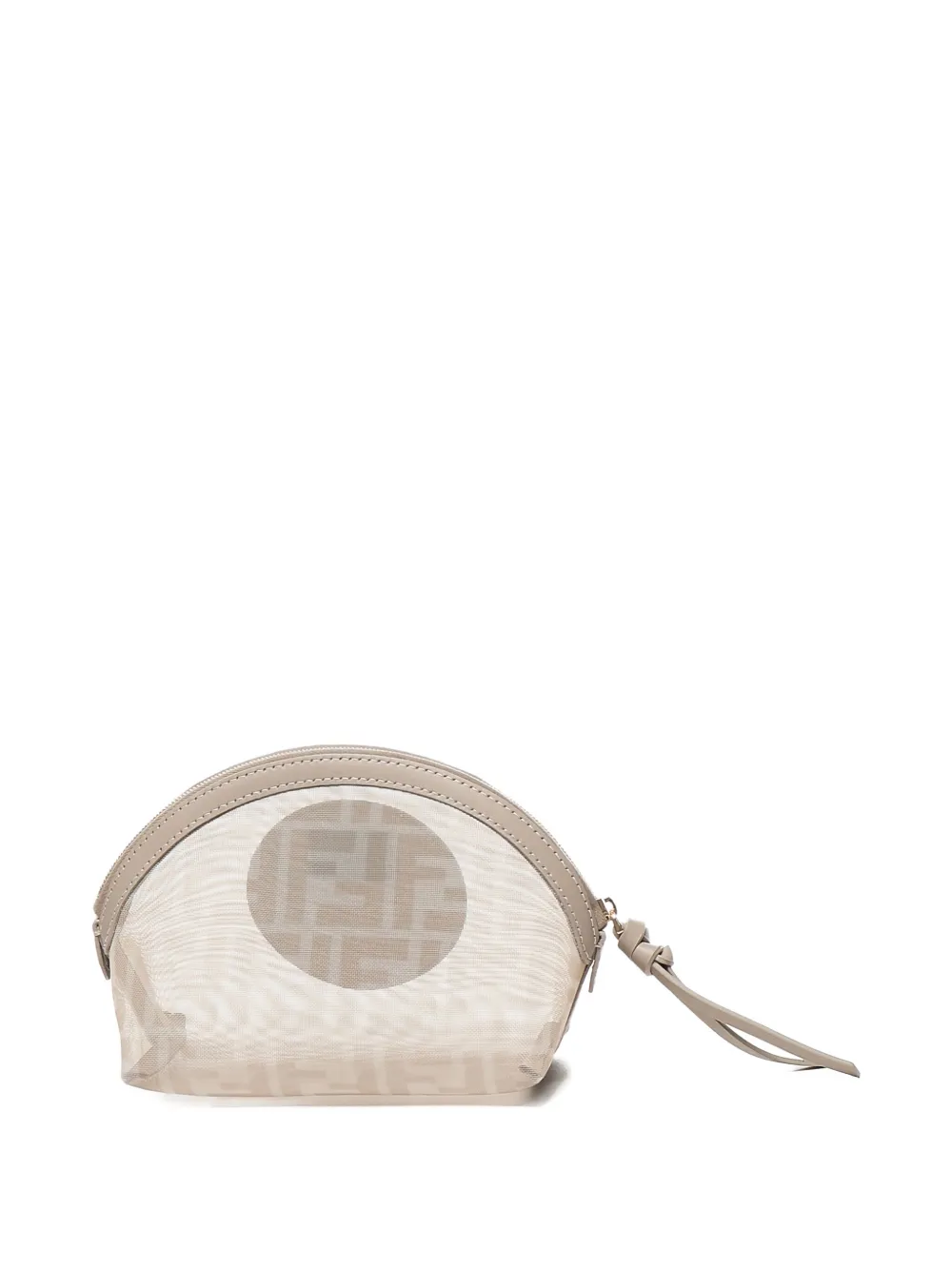 FENDI FF-logo mesh make up bag Beige