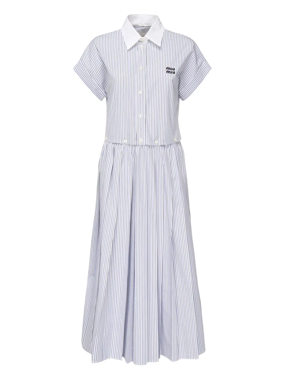Miu striped pleated midi dress Grijs