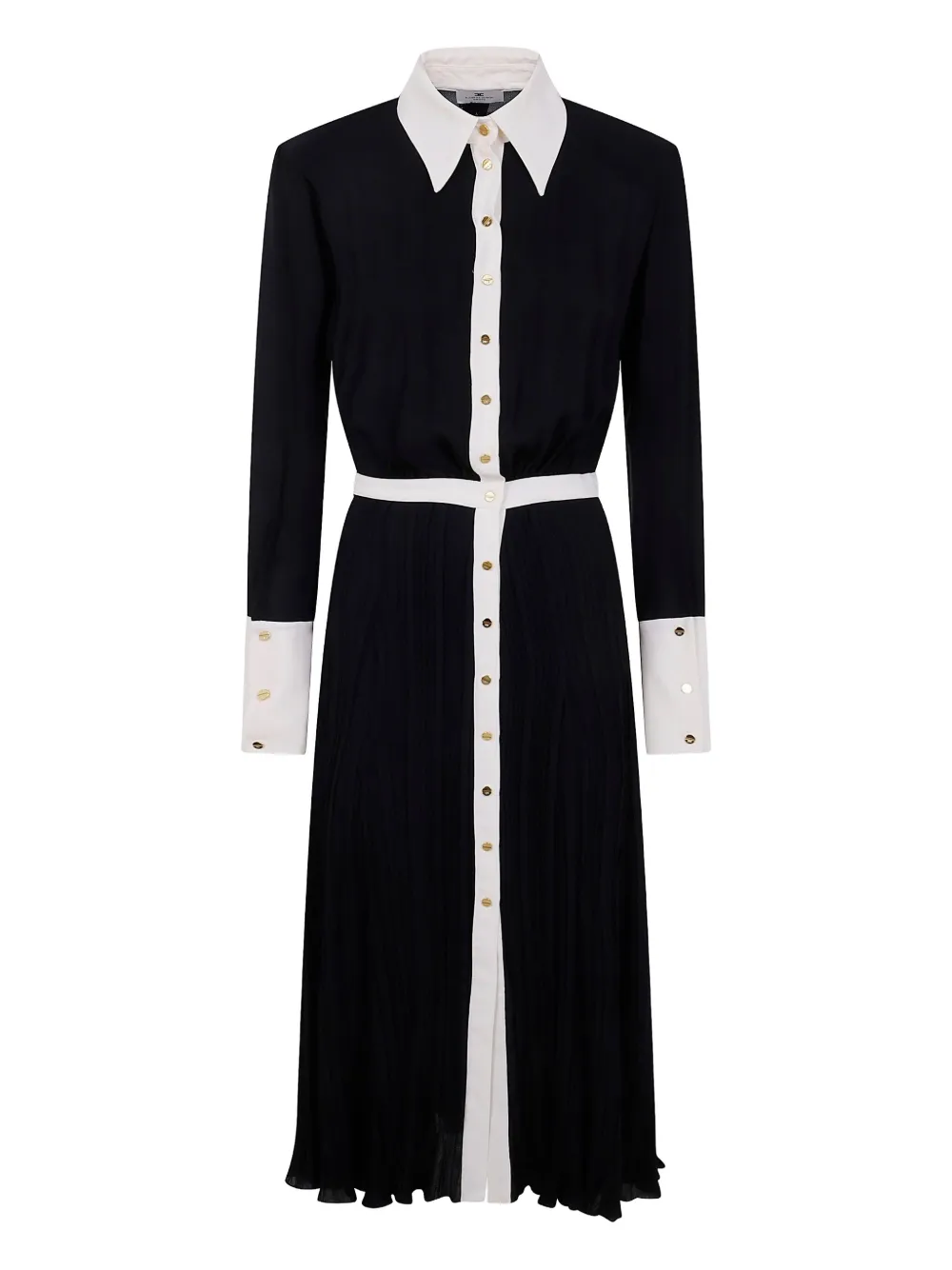 Elisabetta Franchi pleated buttoned midi dress - ブラック Elisabetta Franchi pleated buttoned midi dress - ブラック