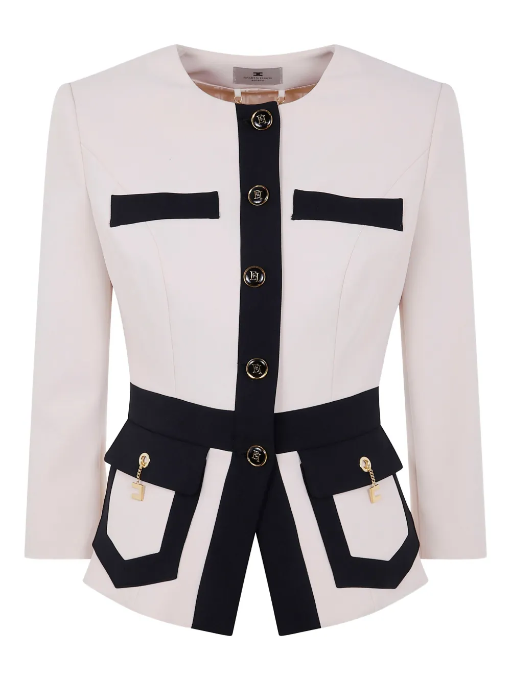 Elisabetta Franchi two-tone logo-detail jacket Wit