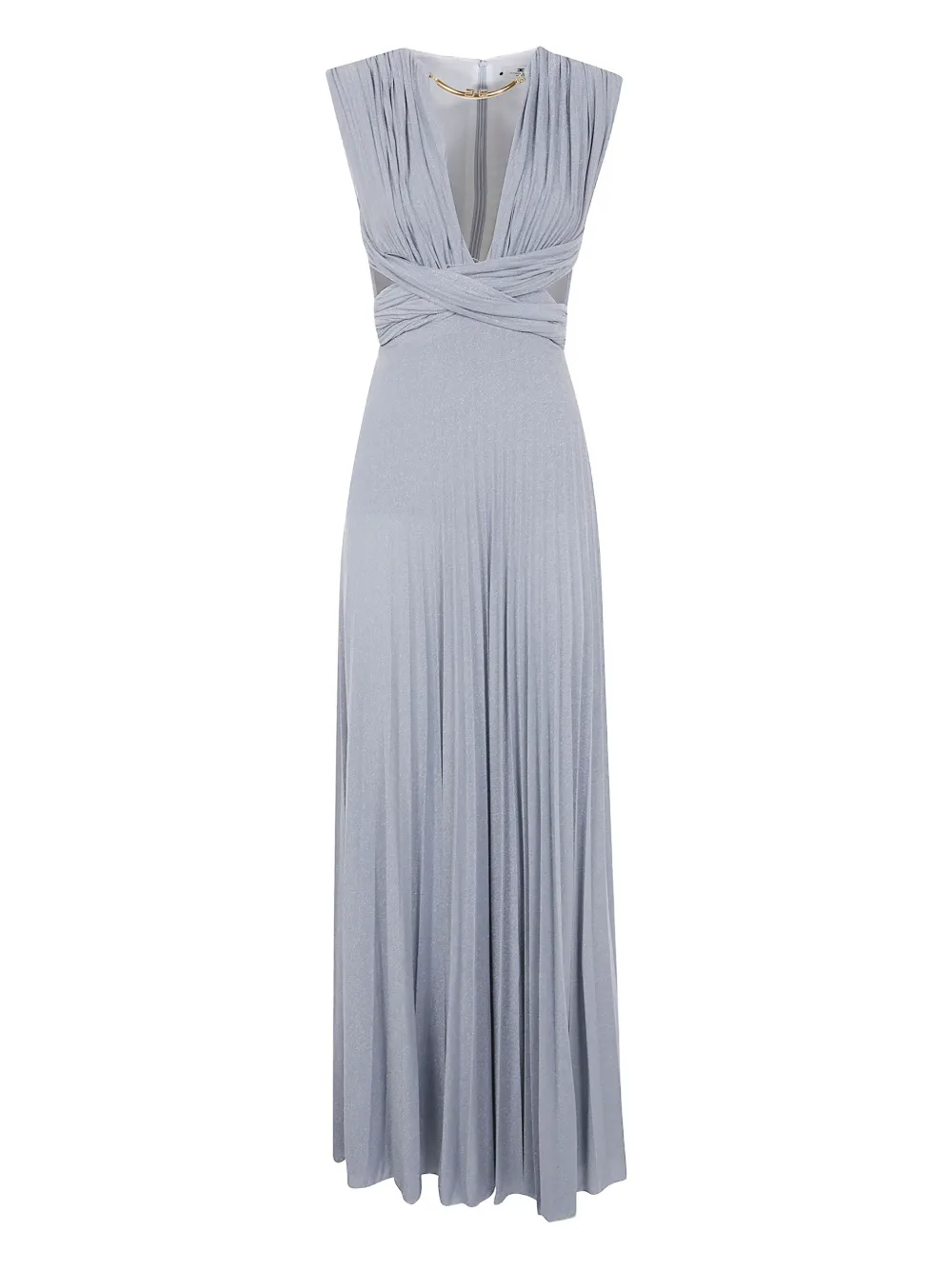 Elisabetta Franchi pleated V-neck maxi dress Grijs