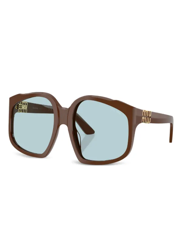 Miu Miu Eyewear Óculos De Sol Geométrico MUA07S | Marrom | FARFETCH BR