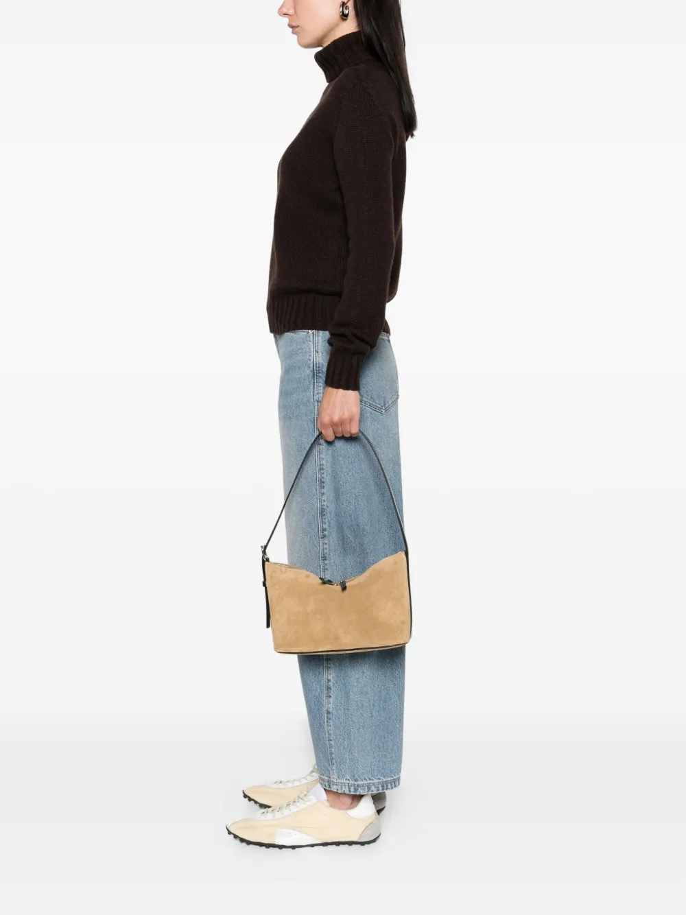 A.P.C. suede zip-fastening shoulder bag Beige