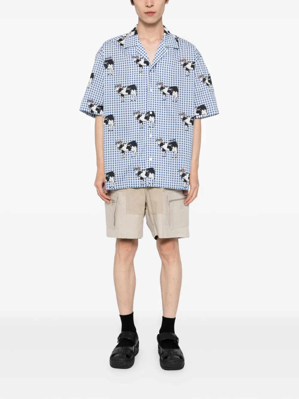 Moschino Overhemd met koeienprint Blauw