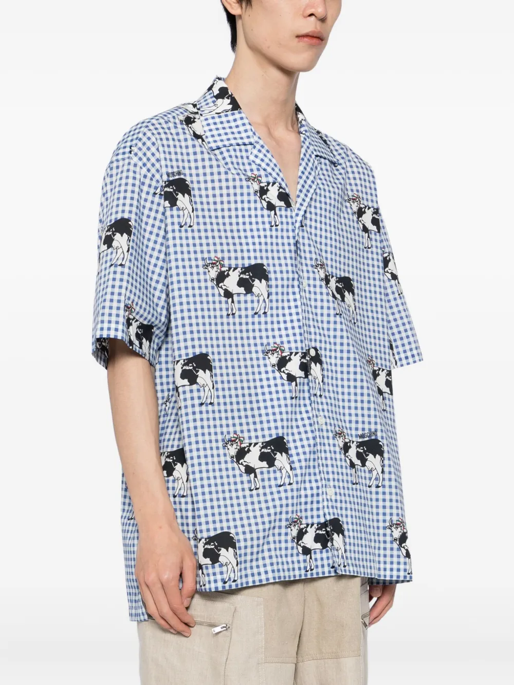 Moschino Overhemd met koeienprint Blauw