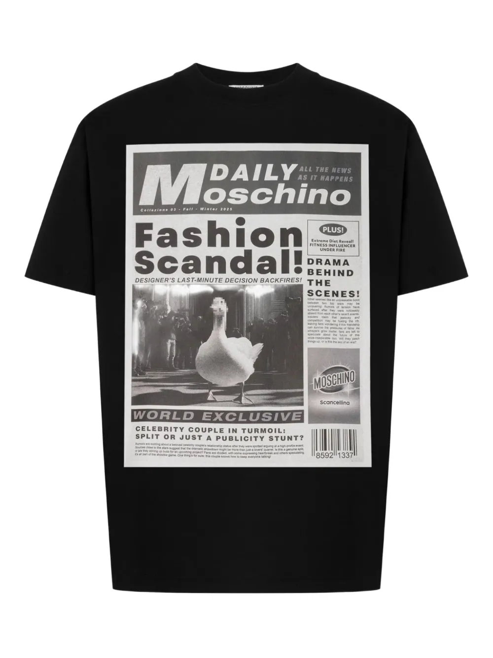 Moschino newspaper-print T-shirt Zwart