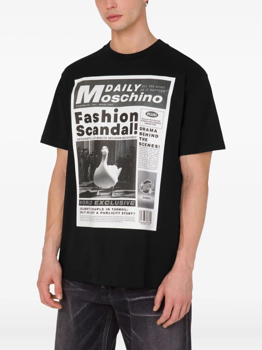 Moschino newspaper-print T-shirt Zwart