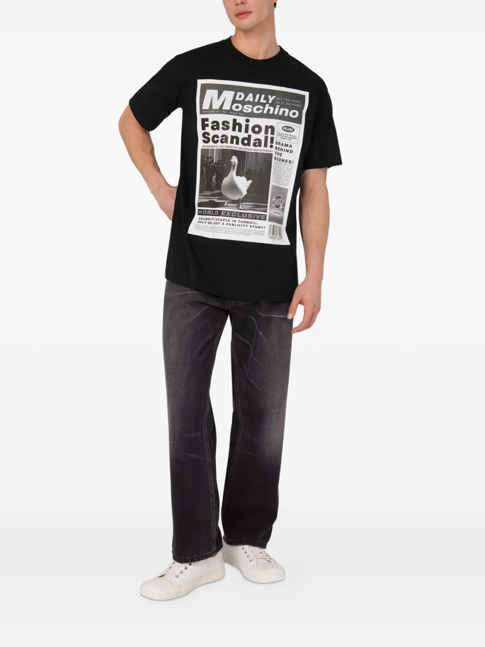 Moschino newspaper-print T-shirt Zwart
