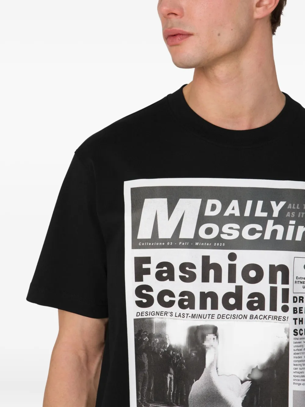 Moschino newspaper-print T-shirt Zwart