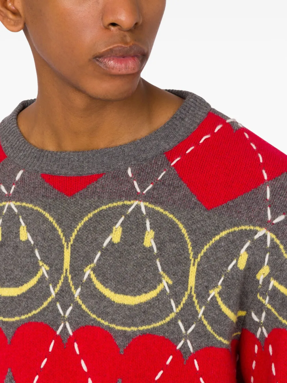 Moschino smiley-face heart-pattern sweater Rood