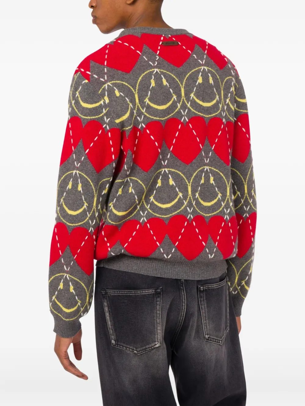 Moschino smiley-face heart-pattern sweater Rood