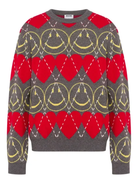 Moschino smiley-face heart-pattern sweater