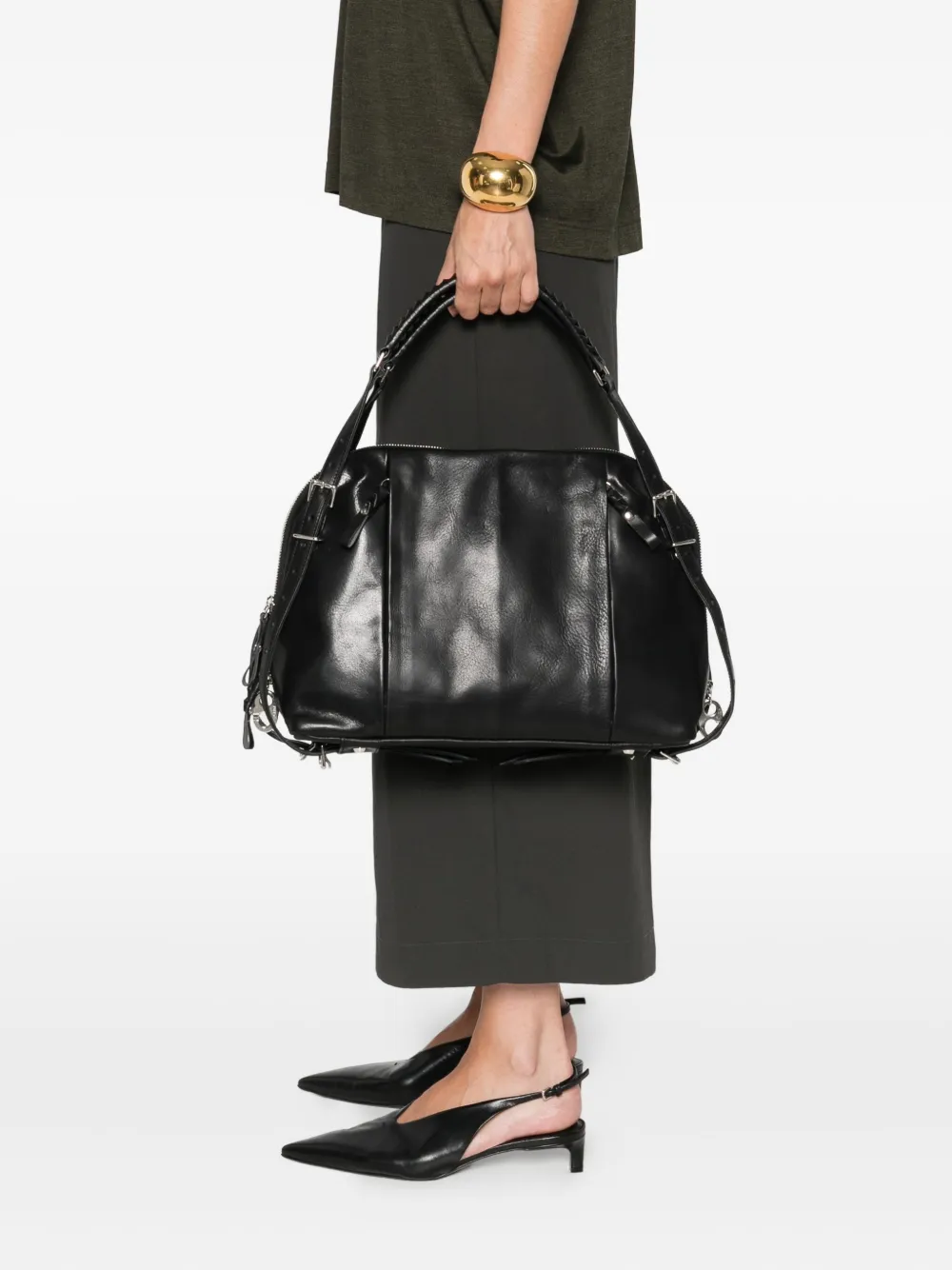 Cornelian Taurus By Daisuke Iwanaga Leather Tote Bag In Black