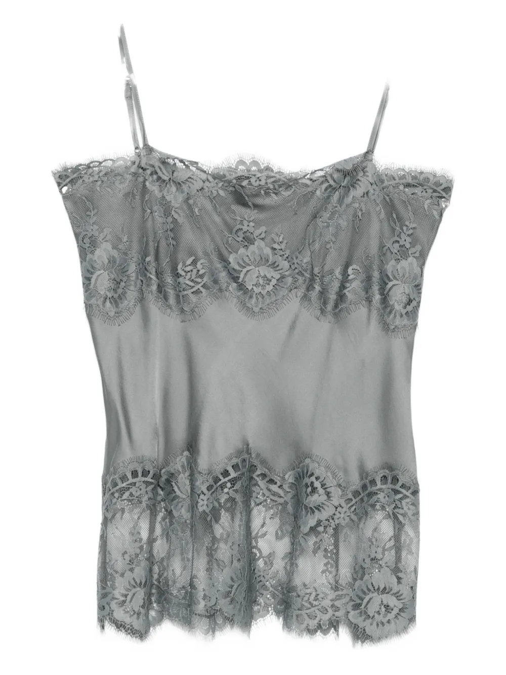 Herskind Linnea Lace-trimmed Satin Top In Gray
