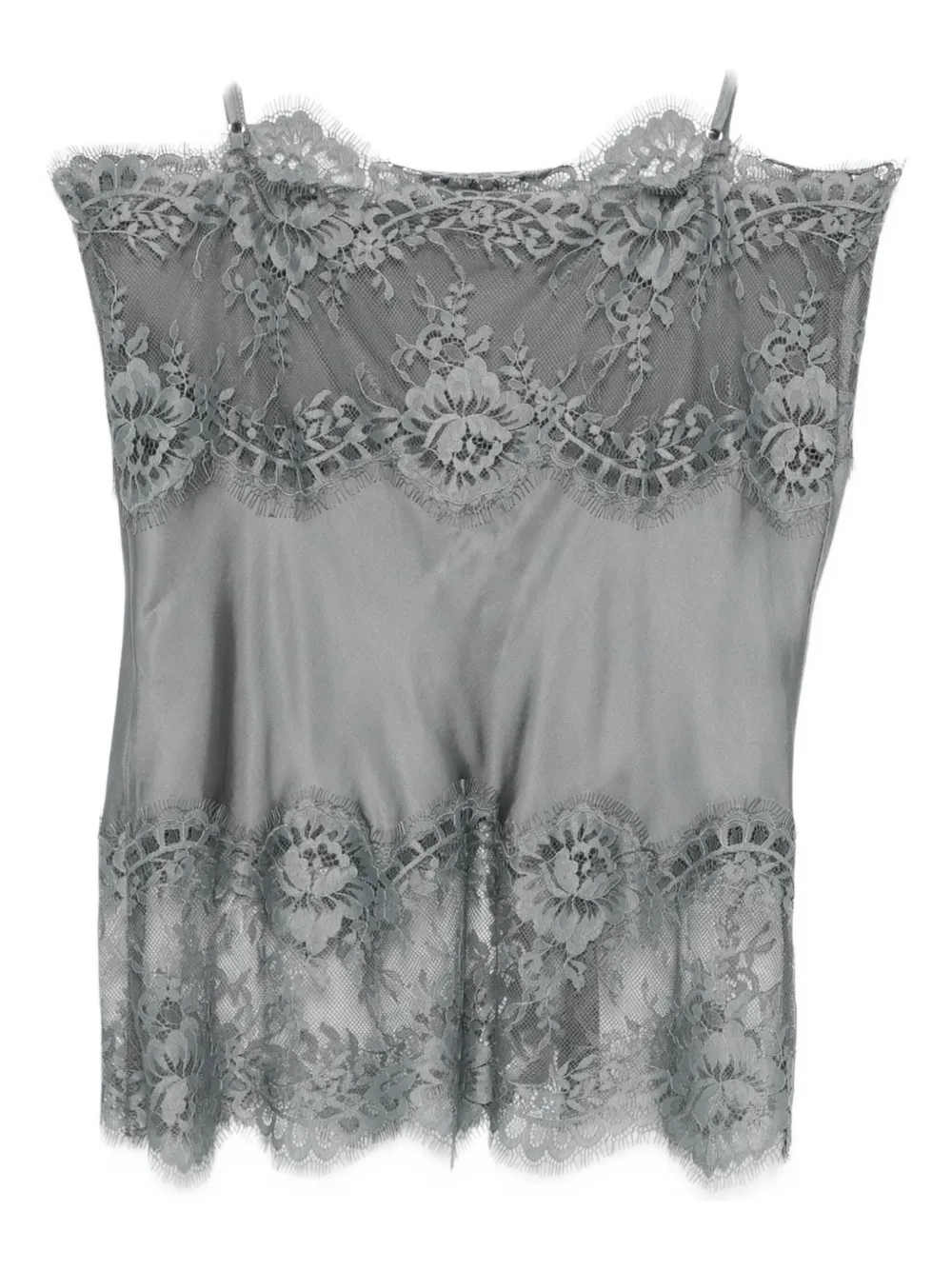 Herskind Linnea Lace-trimmed Satin Top In Gray