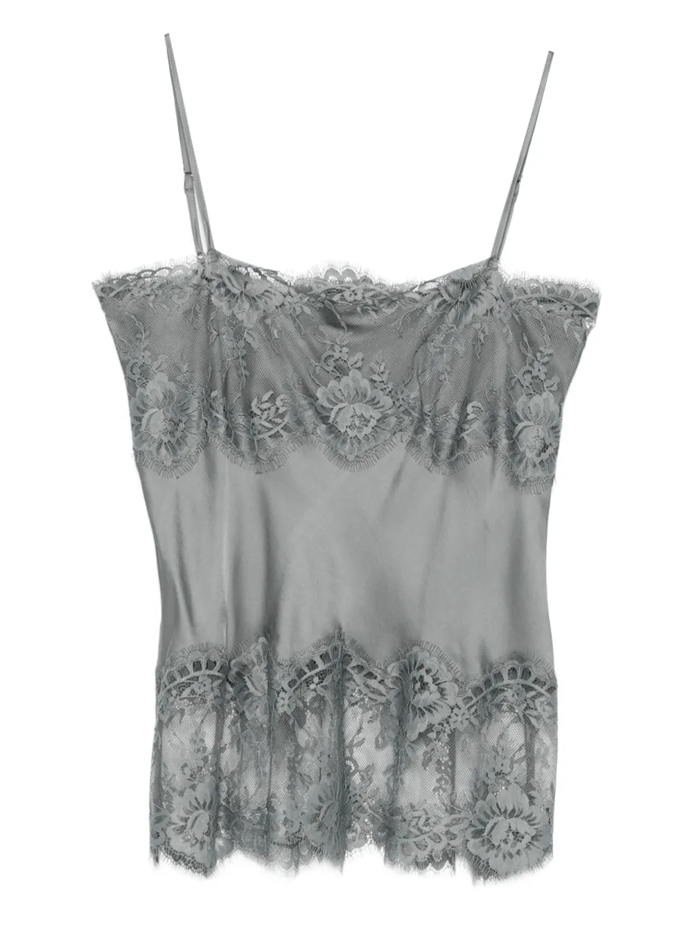 Linnea lace-trimmed satin top