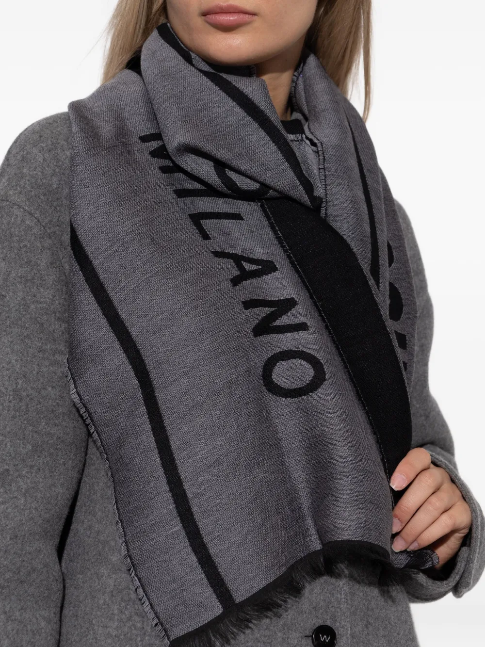 Moschino Wollen sjaal met logodetail Grijs
