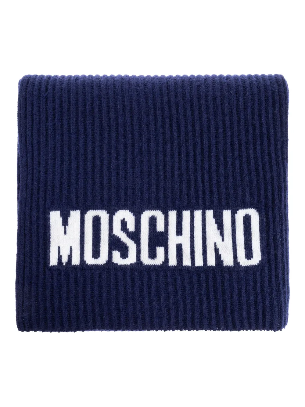 Moschino ribbed logo scarf Blauw