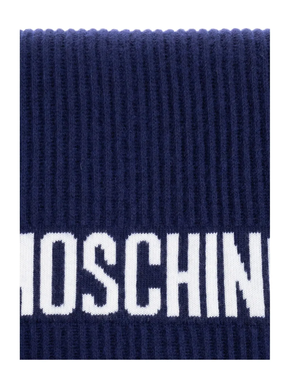 Moschino Geribbelde sjaal met logo Blauw