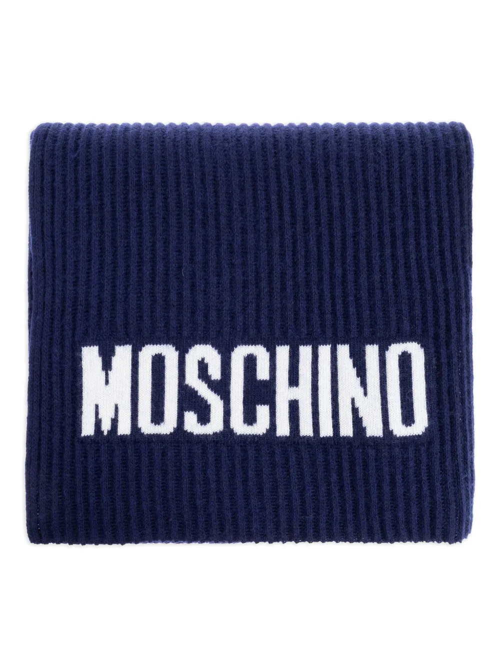 Moschino Geribbelde sjaal met logo Blauw