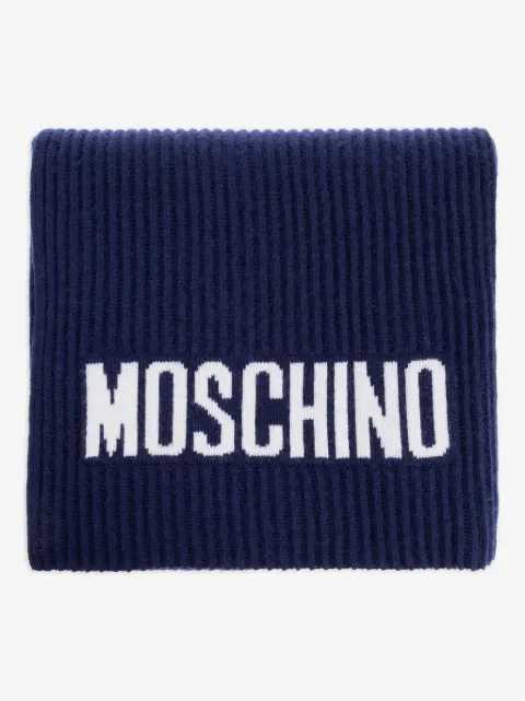 Moschino ribbed logo scarf