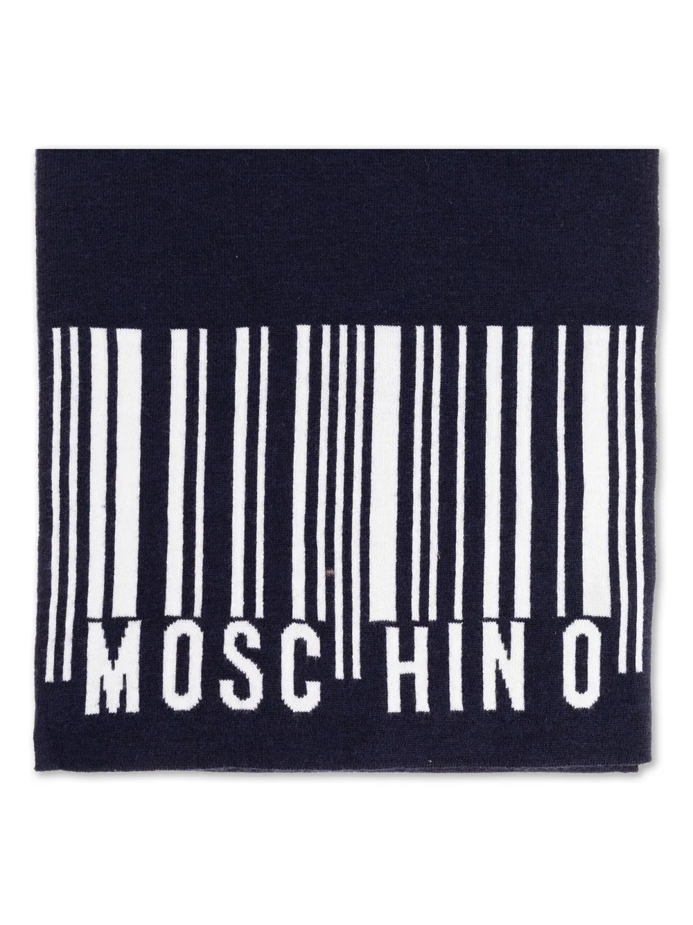 Moschino Barcode-logo Wool Scarf In Black