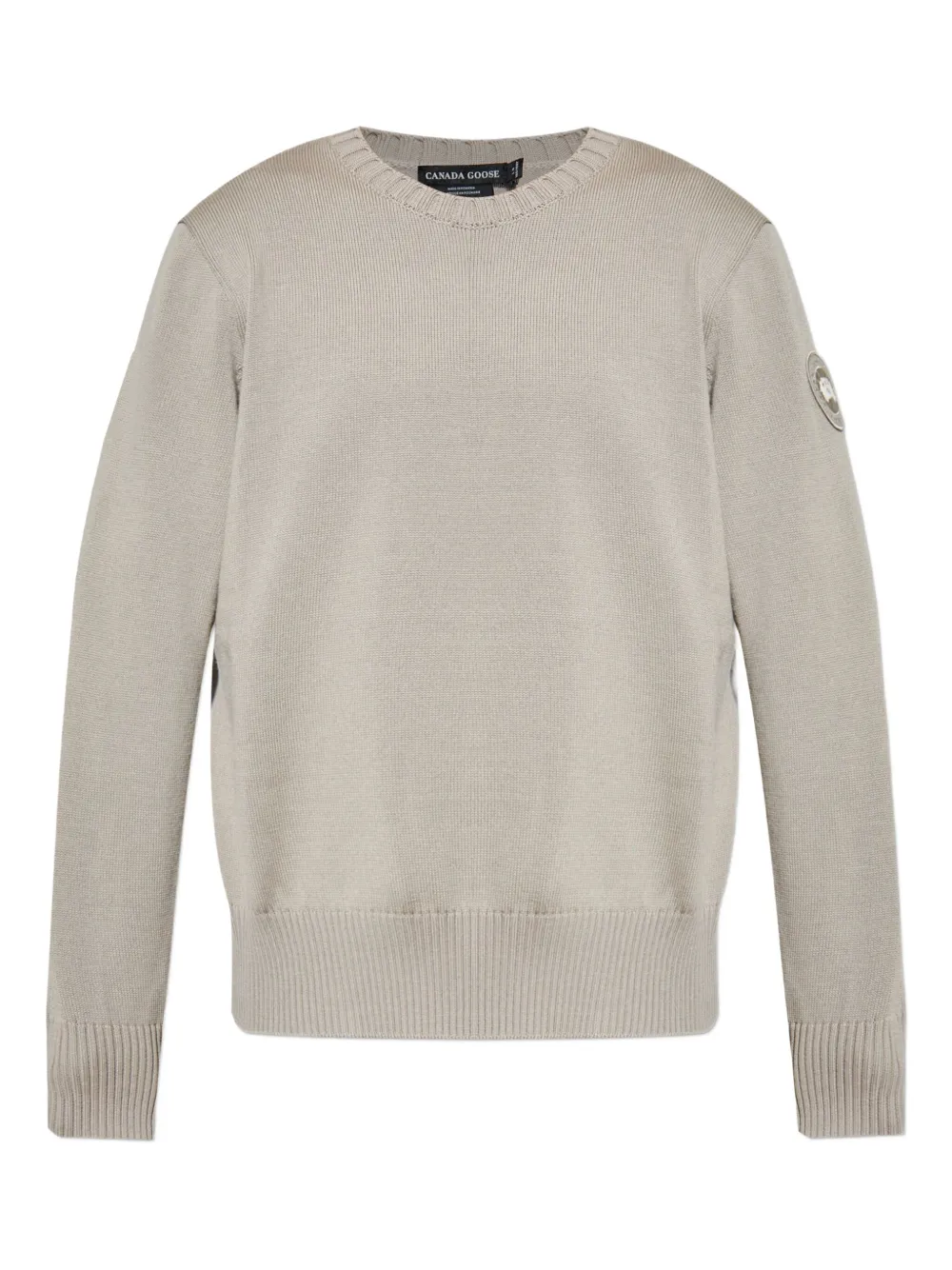 Canada Goose ribbed-knit logo-patch sweater Beige