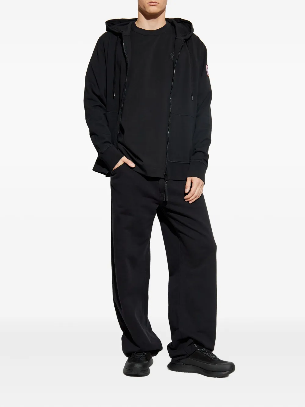 Canada Goose logo-patch zip-up hoodie Zwart