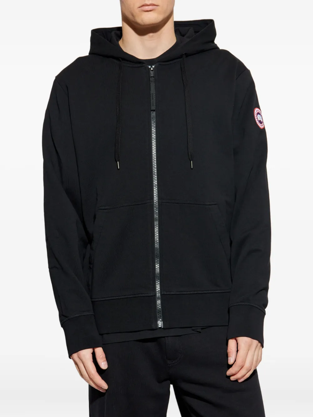 Canada Goose logo-patch zip-up hoodie Zwart