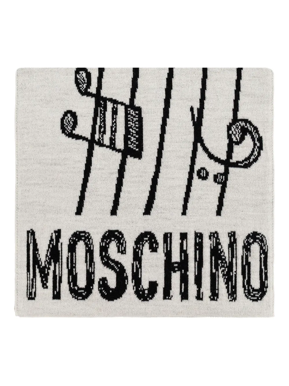 Moschino teddy bear-intarsia scarf Wit