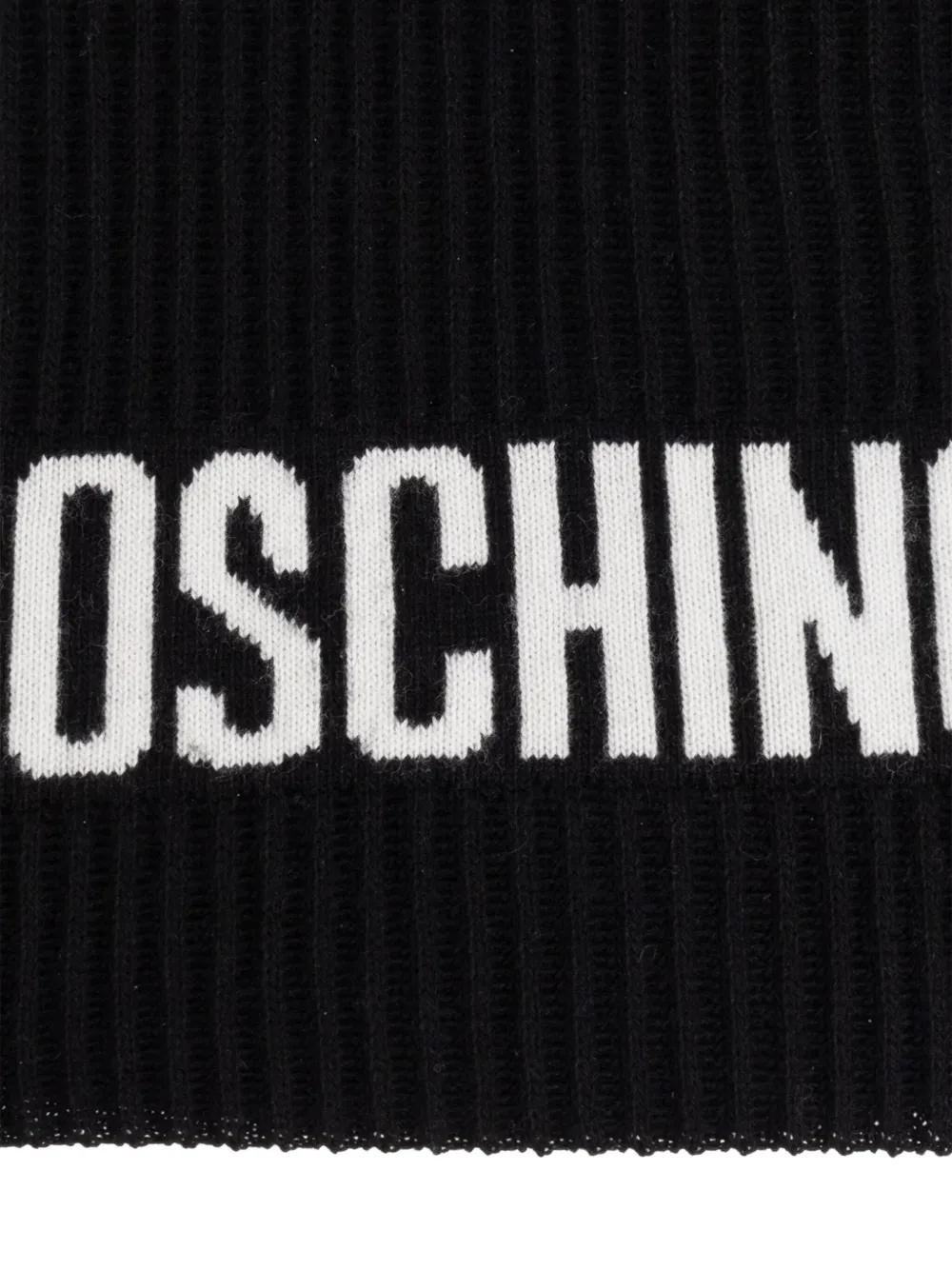 Moschino Geribbelde sjaal met logo Zwart