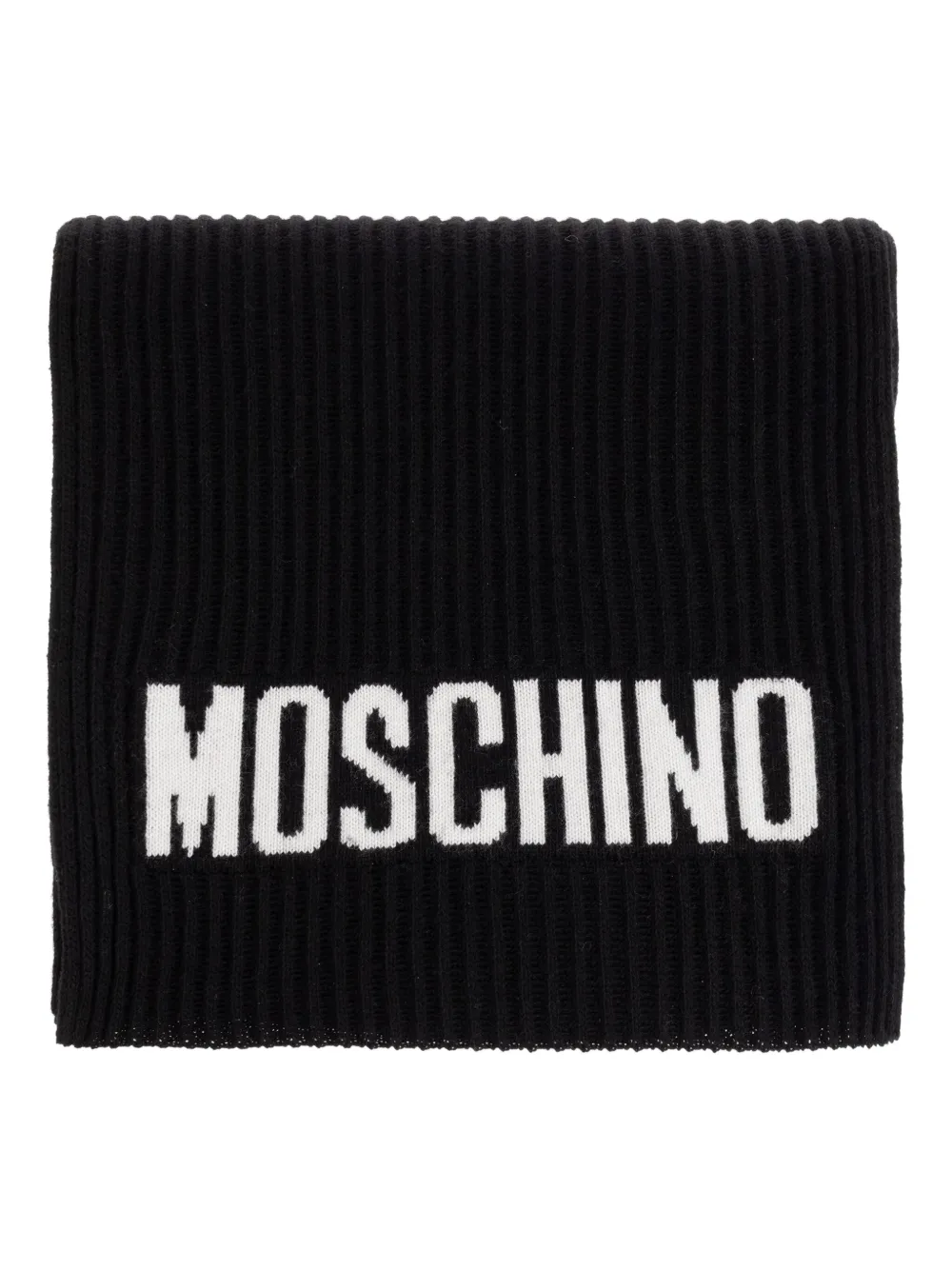 Moschino ribbed logo scarf Zwart