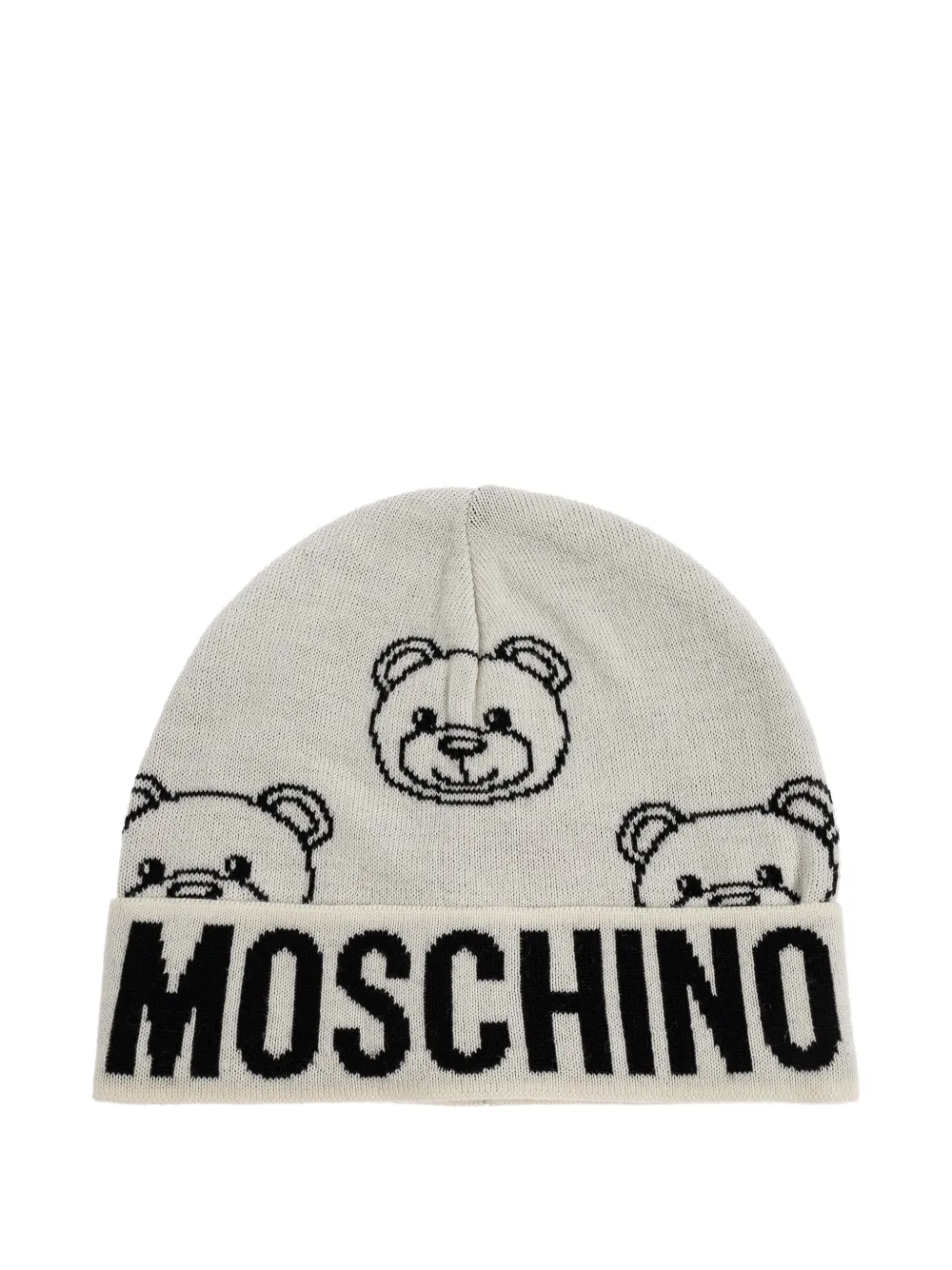 Moschino teddy logo beanie hat Grijs