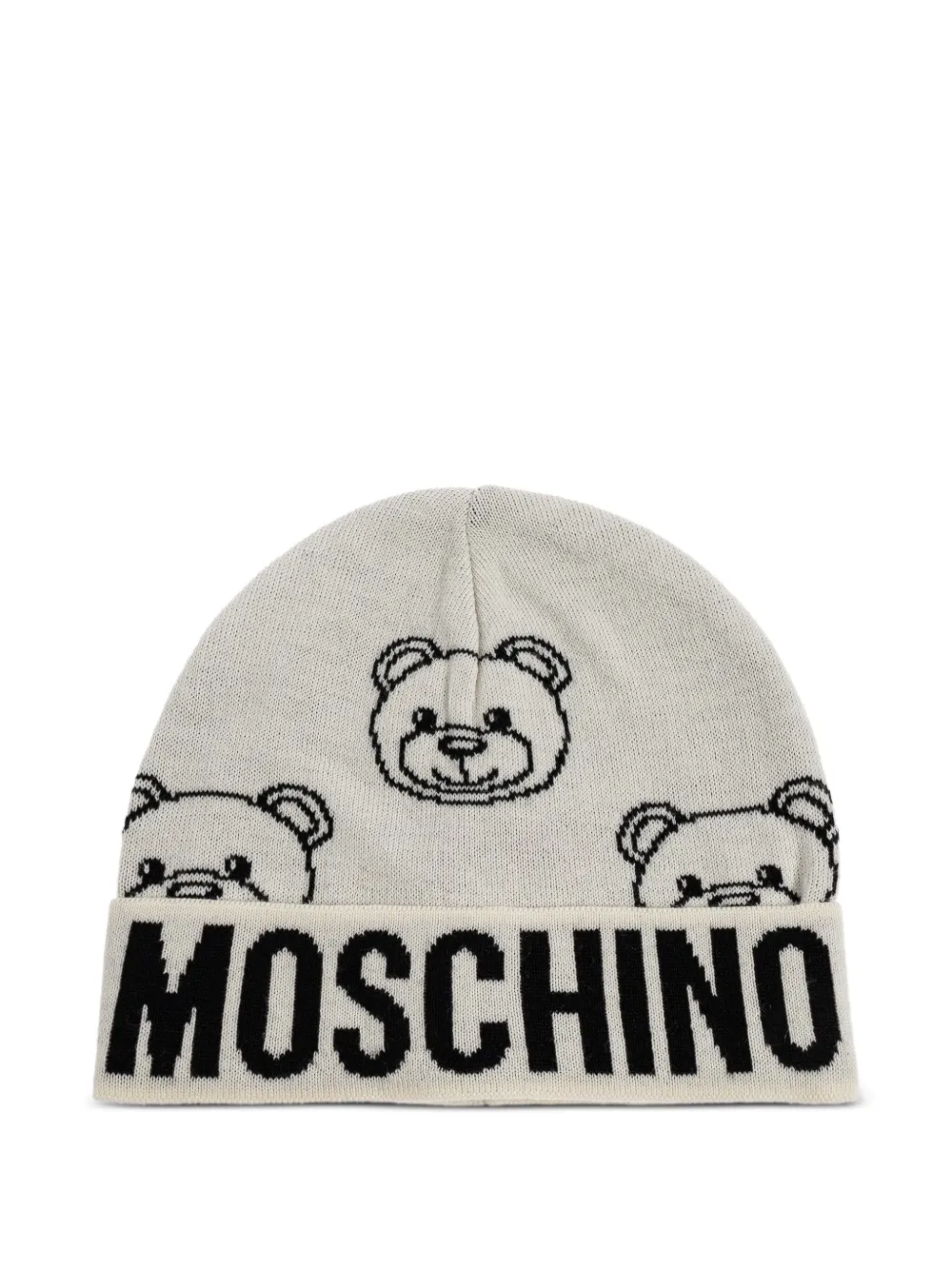 Moschino teddy logo beanie hat - グレー Moschino teddy logo beanie hat - グレー