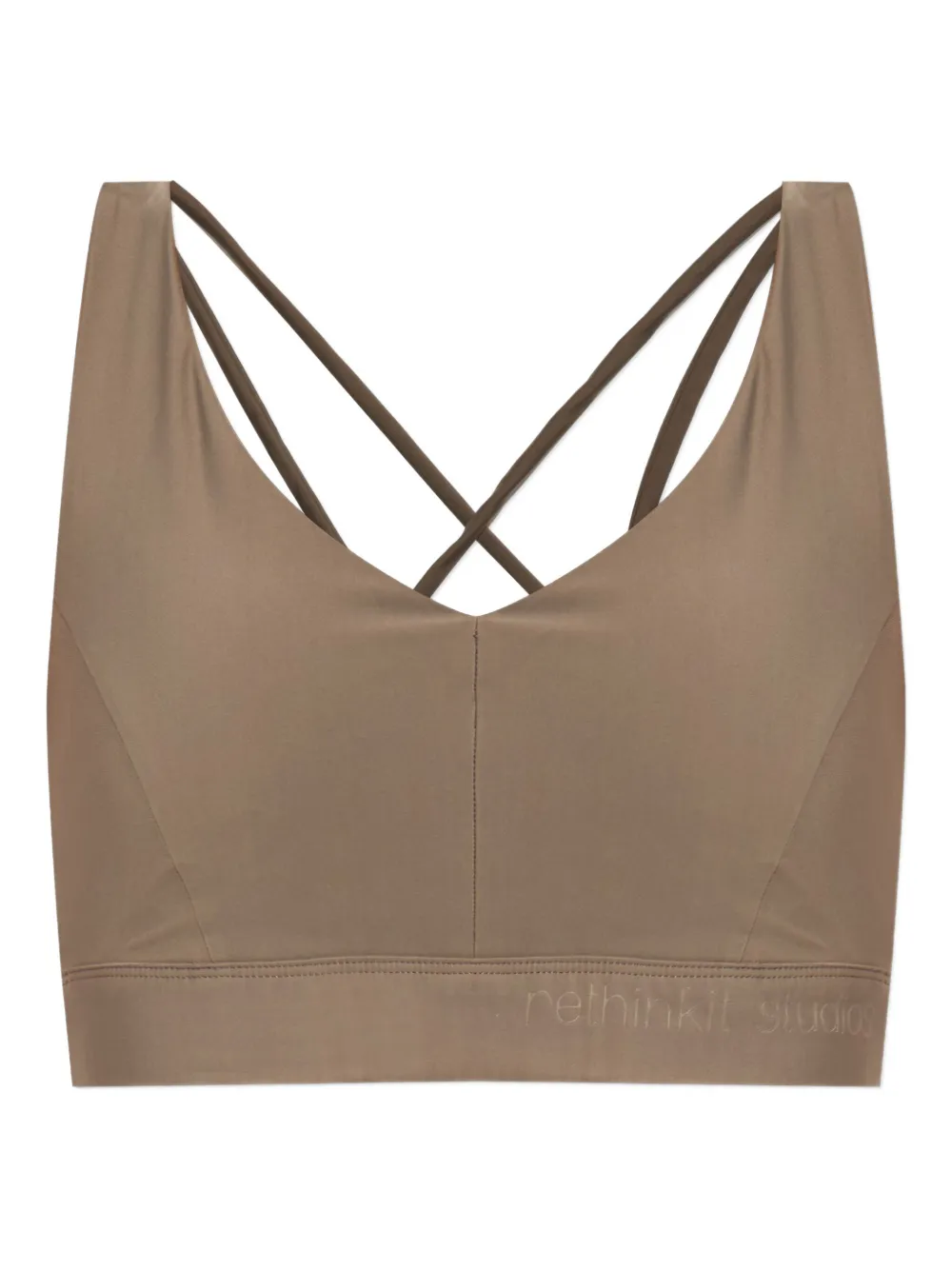 RETHINKIT STUDIOS cross-back cropped top | Neutrals | Image 1