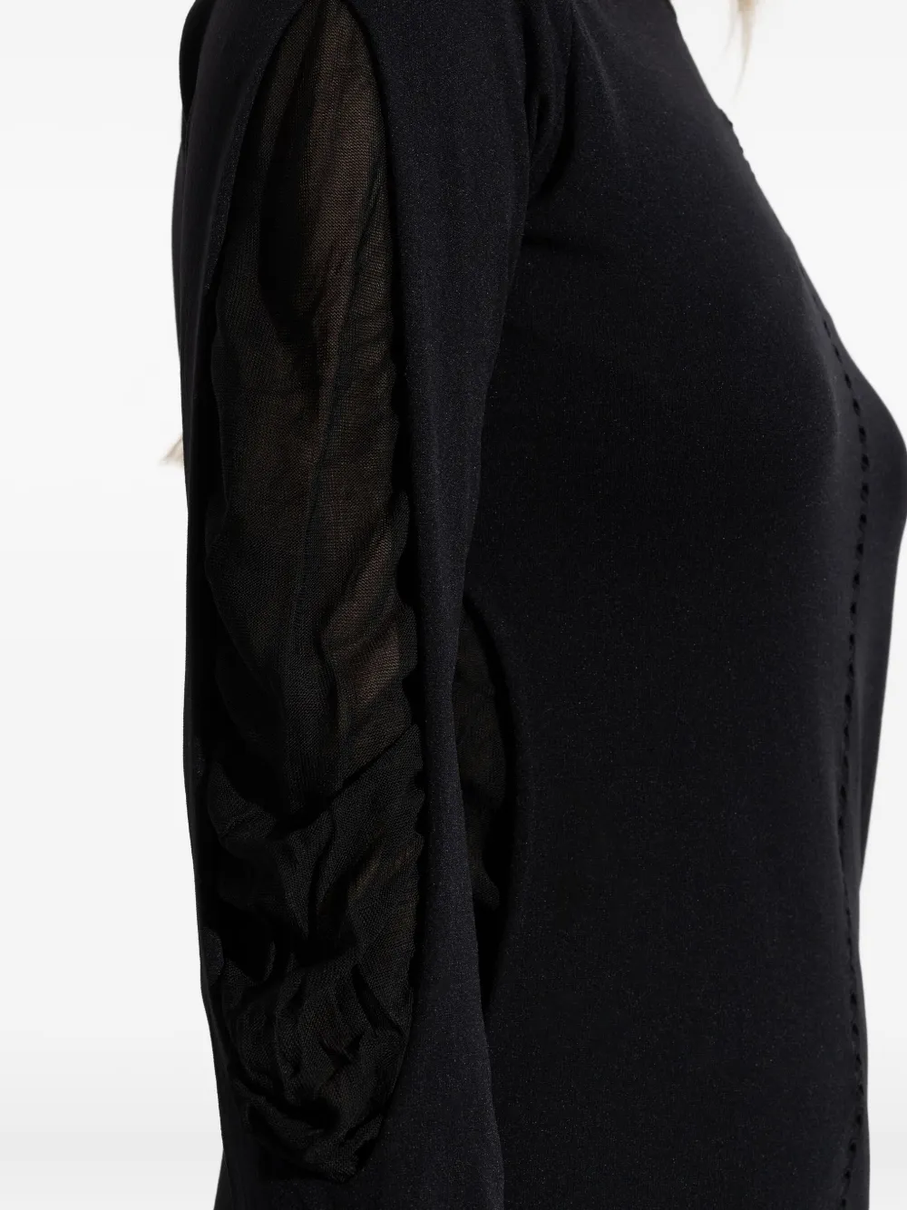 Y-3 turtleneck mesh-insert dress Zwart