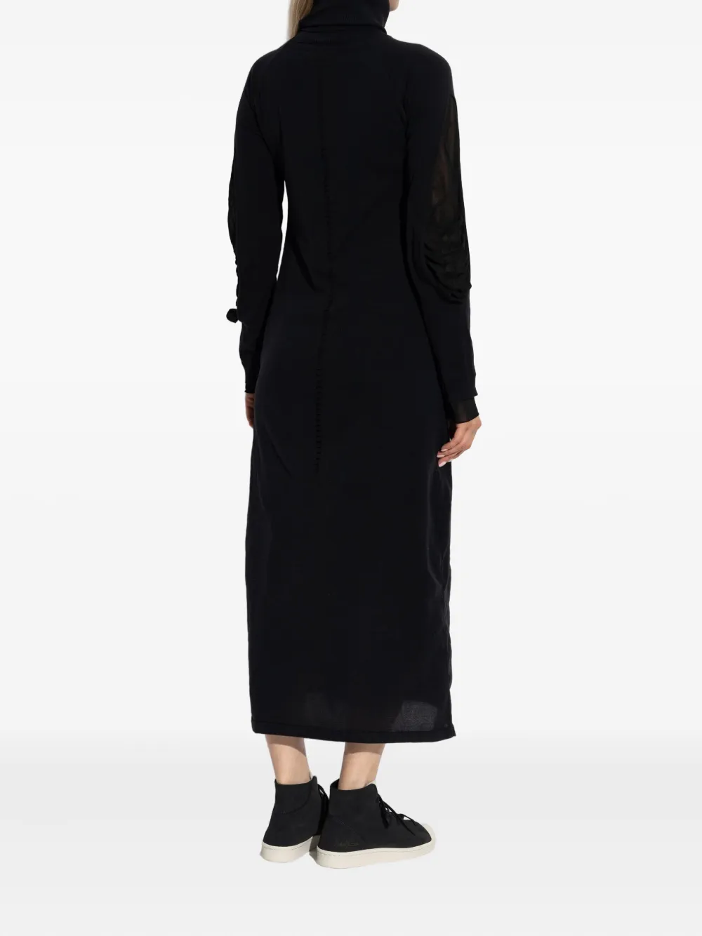 Y-3 turtleneck mesh-insert dress Zwart