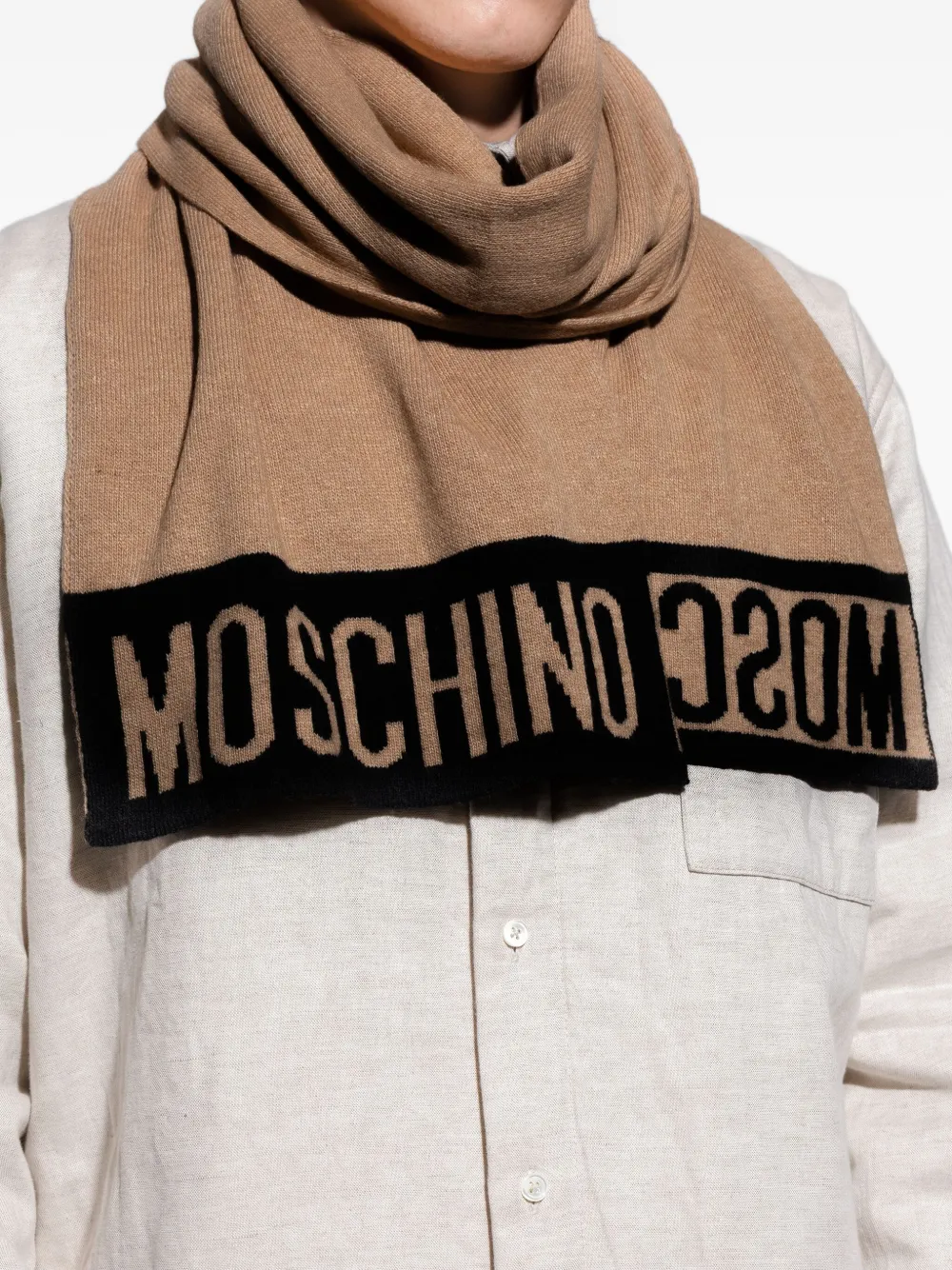 Moschino Sjaal met logo Bruin