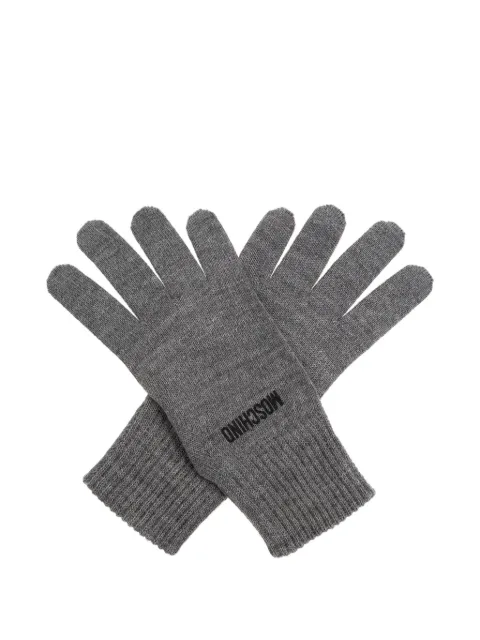 Moschino logo-embroidered ribbed gloves