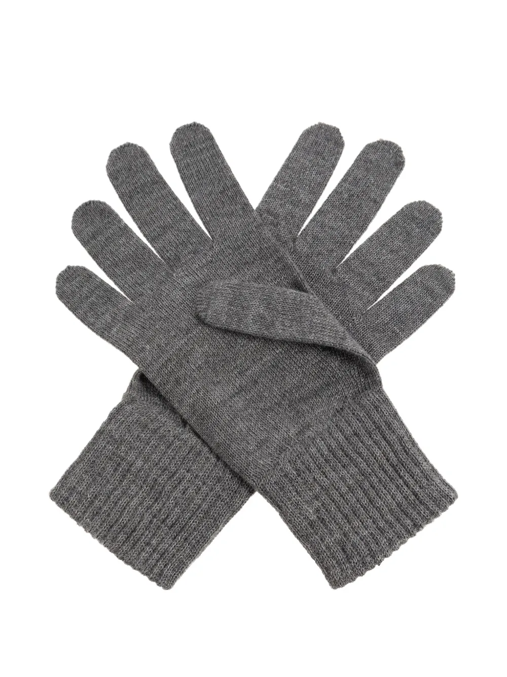 Moschino logo-embroidered ribbed gloves Grijs
