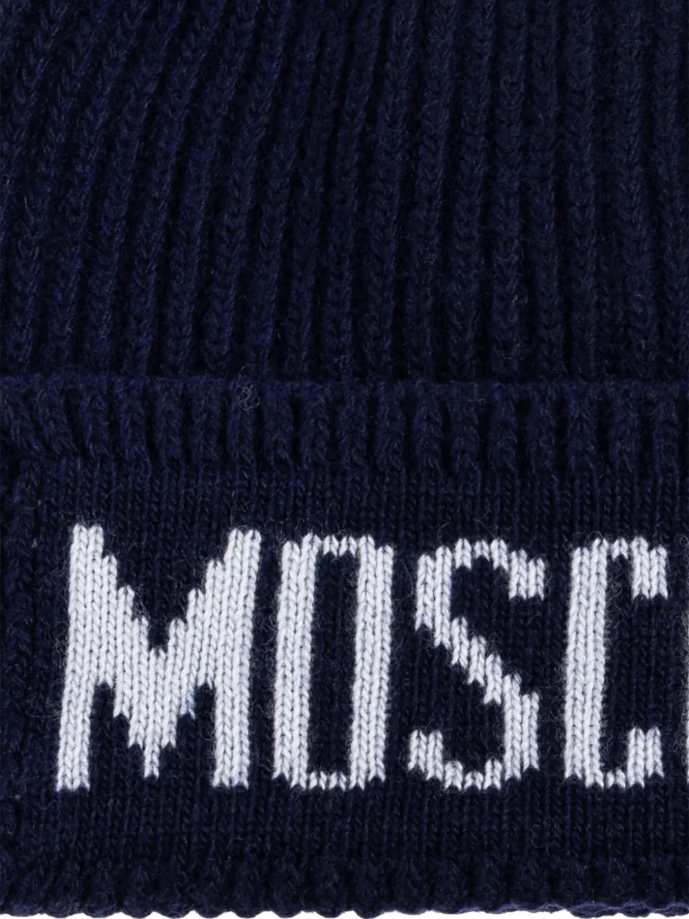 Moschino logo-detail ribbed beanie hat Blauw