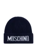 Moschino logo-detail ribbed beanie hat - Blue