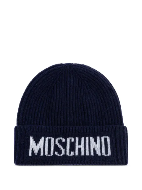 Moschino logo-detail ribbed beanie hat