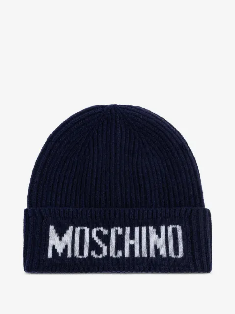 Moschino logo-detail ribbed beanie hat