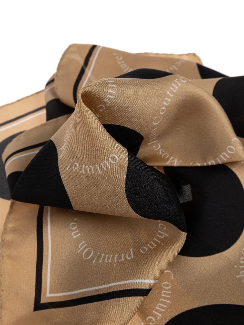 Moschino polka-dot print silk scarf Beige