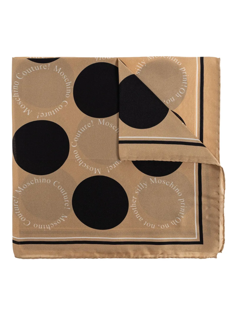 Moschino polka-dot print silk scarf Beige
