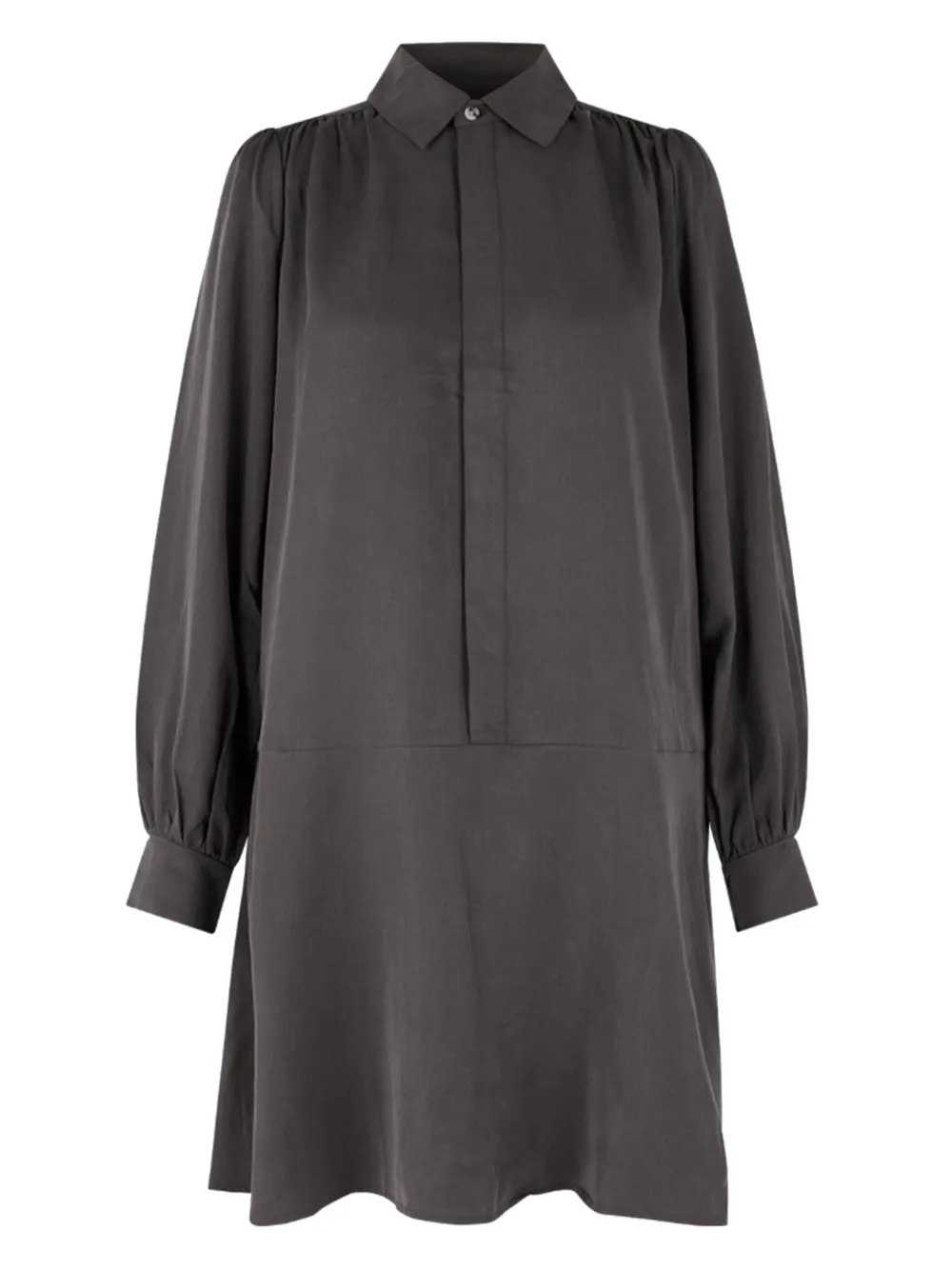SAMSOE collared puff-sleeve mini shirt dress Grijs