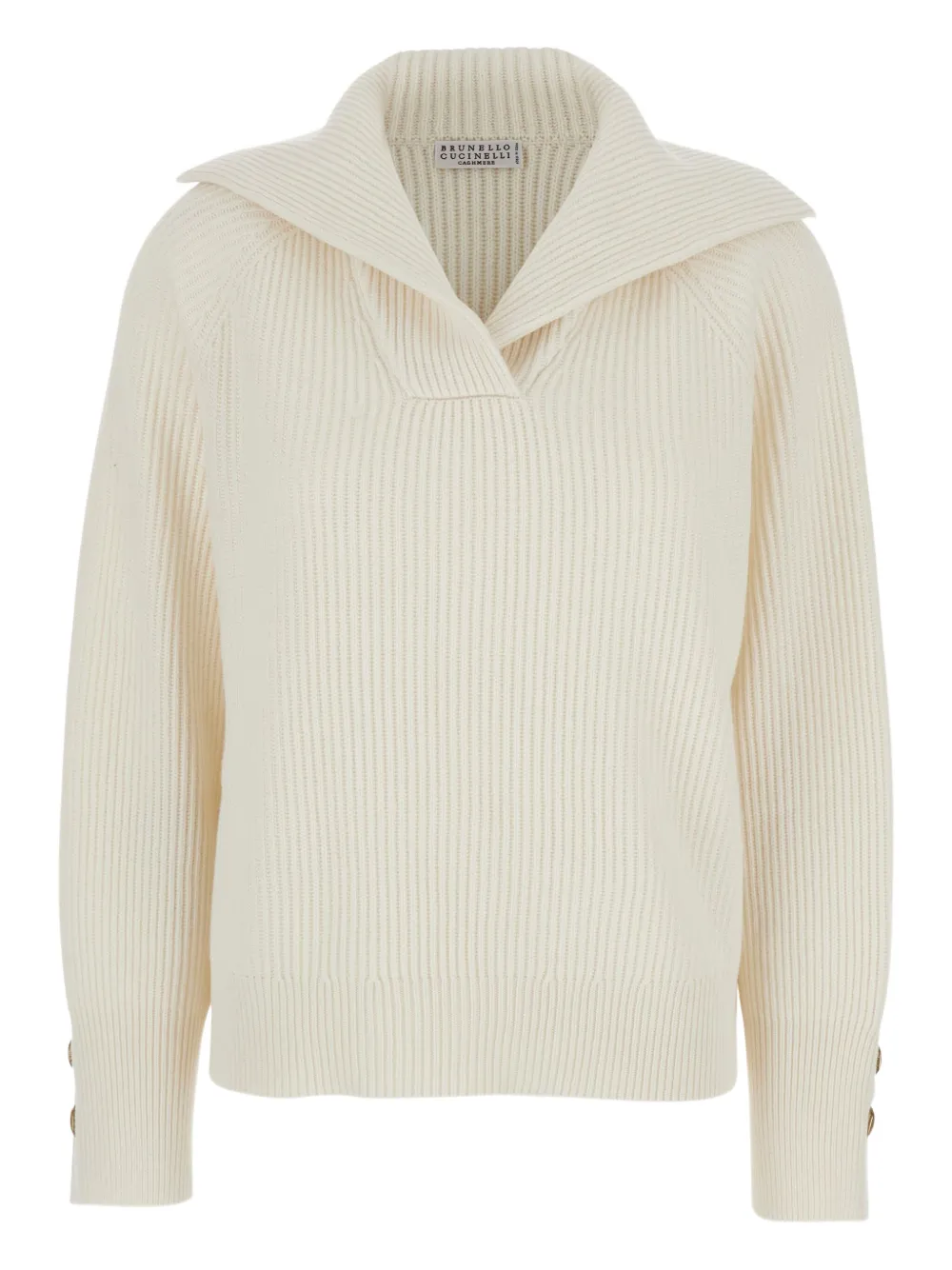 Brunello Cucinelli ribbed button-cuff sweater Wit