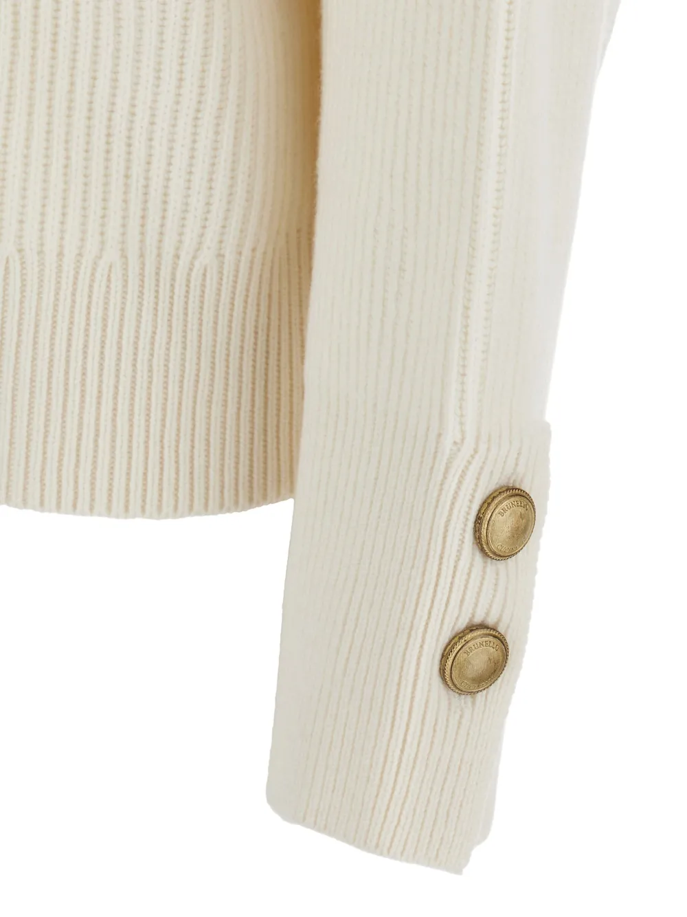 Brunello Cucinelli ribbed button-cuff sweater Wit