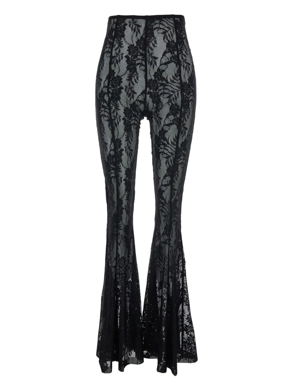 Norma Kamali floral-lace trousers Zwart